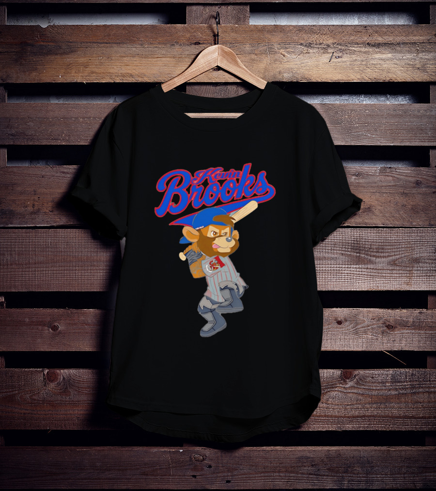 Kevin Brooks Cartoon Baseball Character With Bat And Jersey T-Shirt