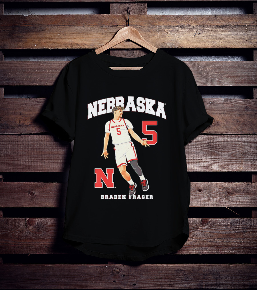 Braden Frager Nebraska Cornhuskers Basketball Number 5 N T-Shirt