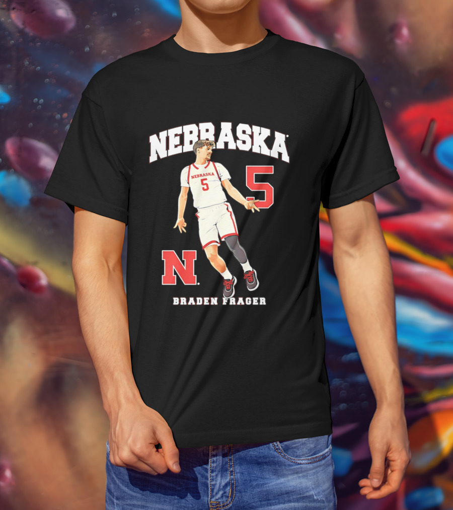Braden Frager Nebraska Cornhuskers Basketball Number 5 N T-Shirt