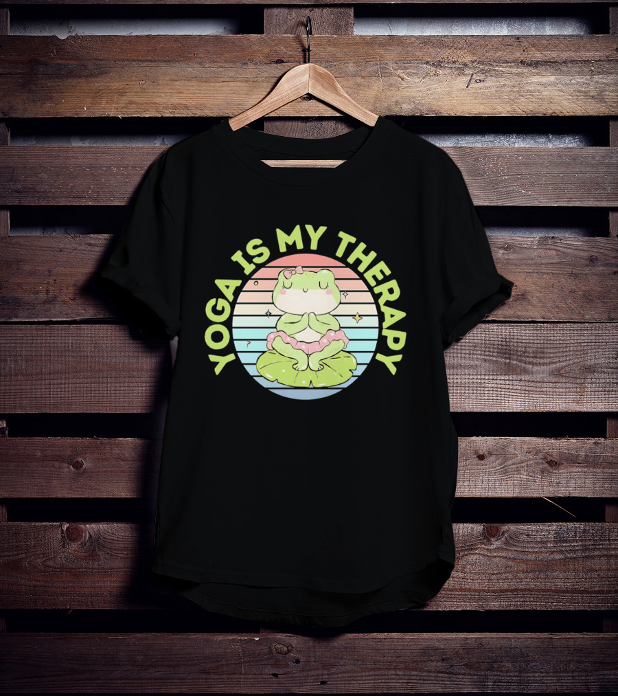 Frog Yoga Is My Therapy Cute Pastel Lotus Pose T-Shirt