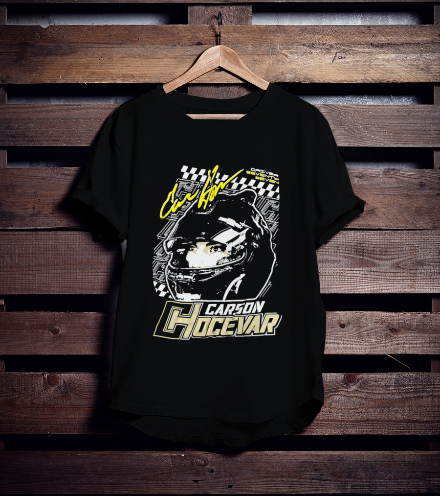 Carson Hocevar Signature Racing Helmet Image Checkered Flag Spire Motorsports 77 T-Shirt
