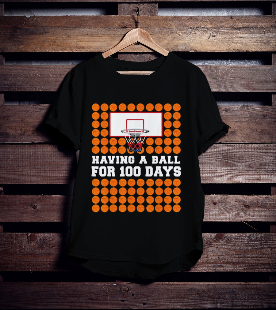 100 Days Of School Basketball Fun 100th Day Balls T-Shirt