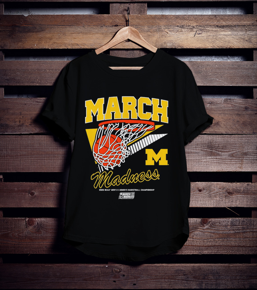 Michigan Wolverines March Madness MBB & WBB 2026 Basketball Championship Swish T-Shirt