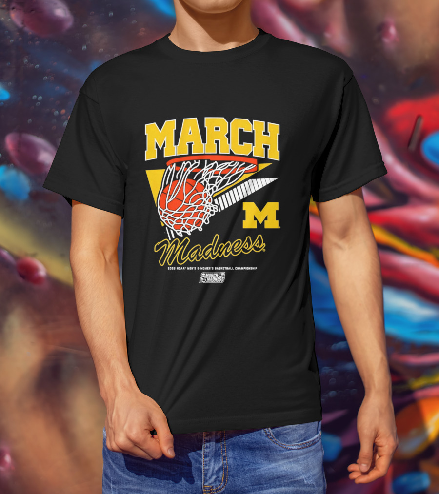 Michigan Wolverines March Madness MBB & WBB 2026 Basketball Championship Swish T-Shirt