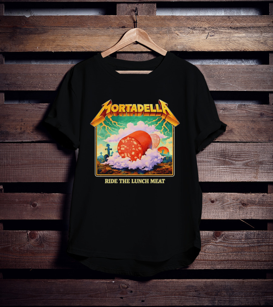 Mortadella Ride The Lunch Meat Clouds And Lightning Adventure T-Shirt