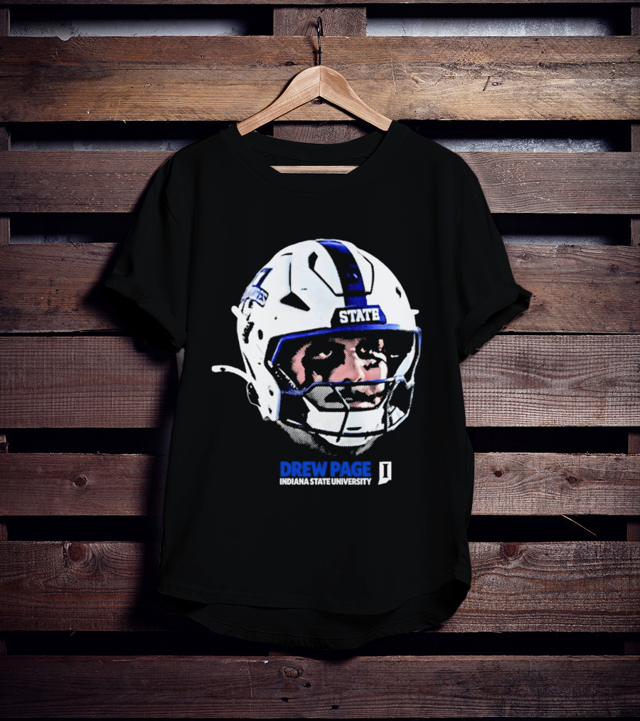 Drew Page Indiana State University Football Helmet Big Head T-Shirt