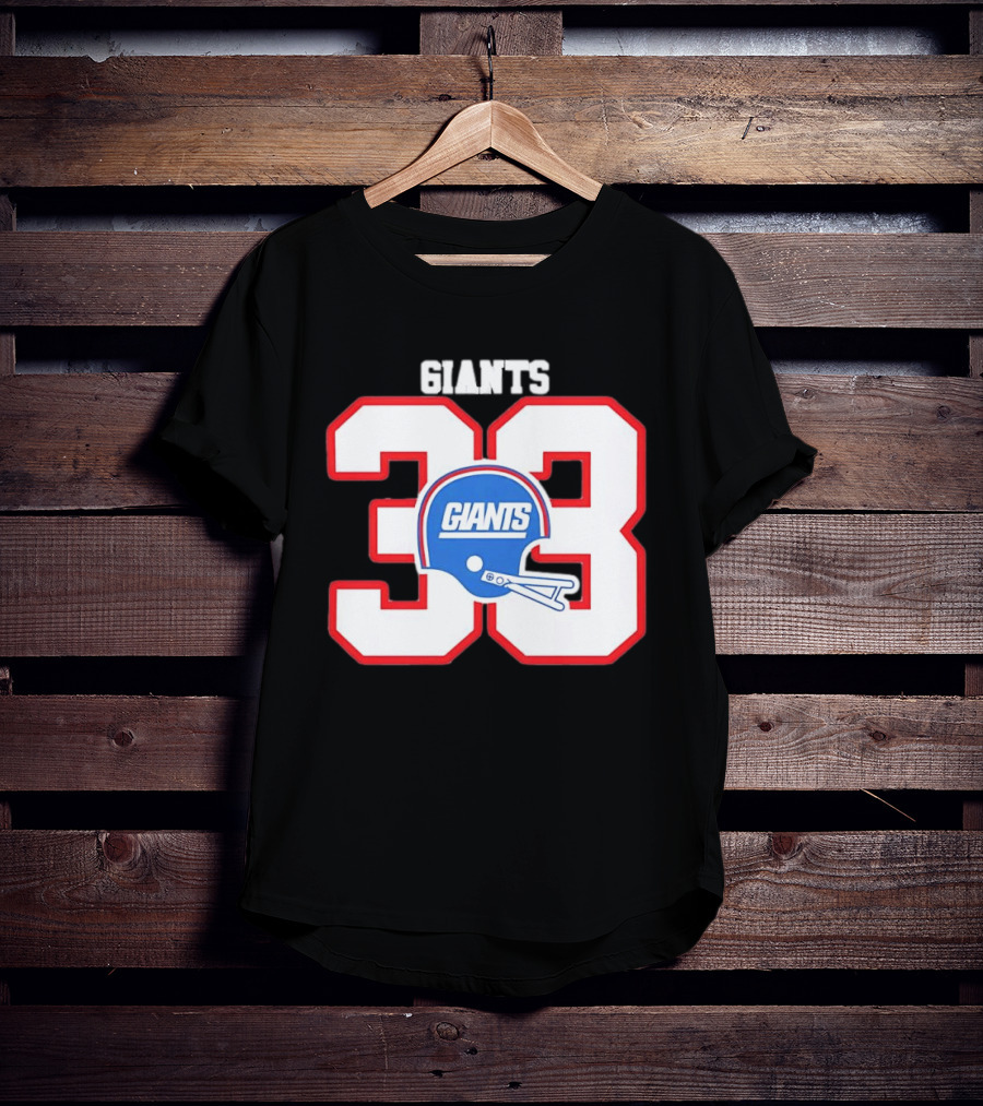 New York Giants 33 Helmet 80s Retro Football T-Shirt