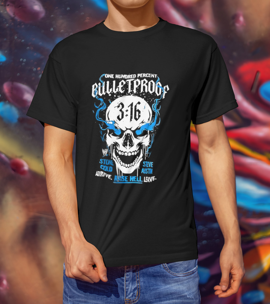 Stone Cold Steve Austin 3:16 One Hundred Percent Bulletproof Skull T-Shirt