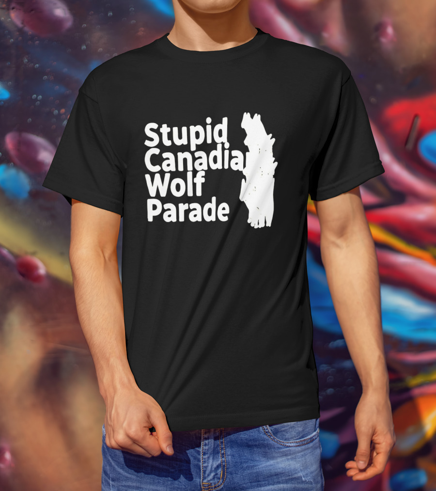 Stupid Candia Wolf Parade White Text With Wolf T-Shirt
