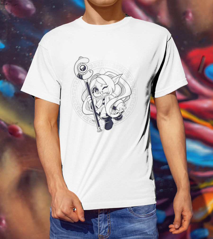 Beyond Journey's End Frieren Chibi Staff Enchanter Circle T-Shirt