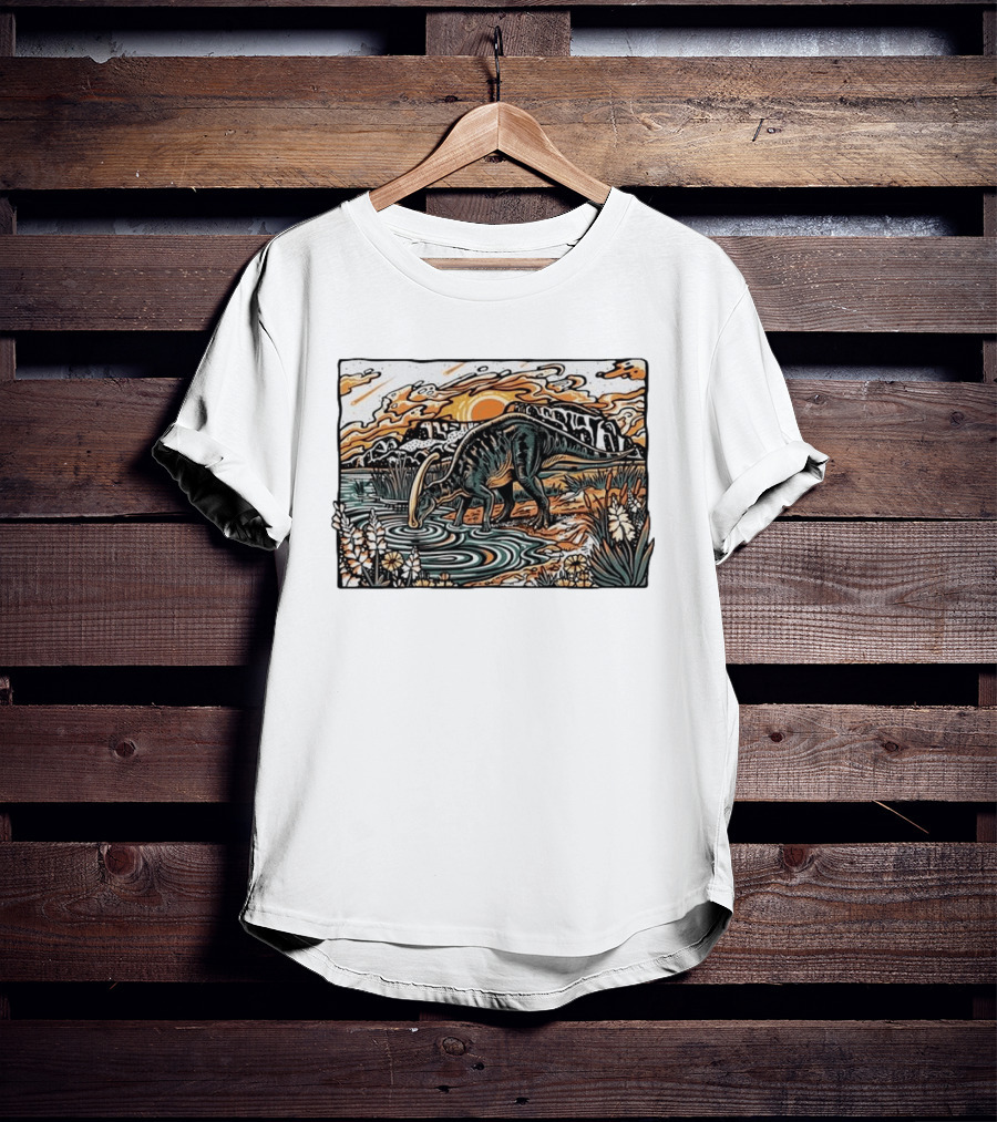Parasaurolophus Dream In Cretaceous Landscape T-Shirt