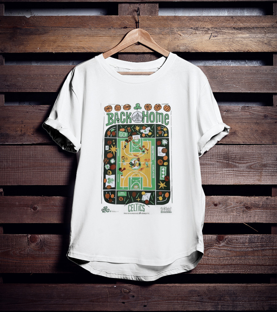 Back Home Boston Celtics Basketball Court With Go Team Spirit T-Shirt