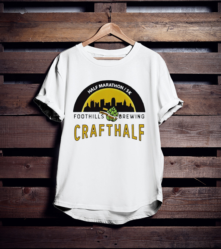 Foothills Brewing CrafHalf Half Marathon 5K City Skyline T-Shirt