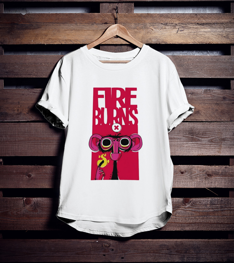 FIre Burns Monkey With Burning Hand T-Shirt