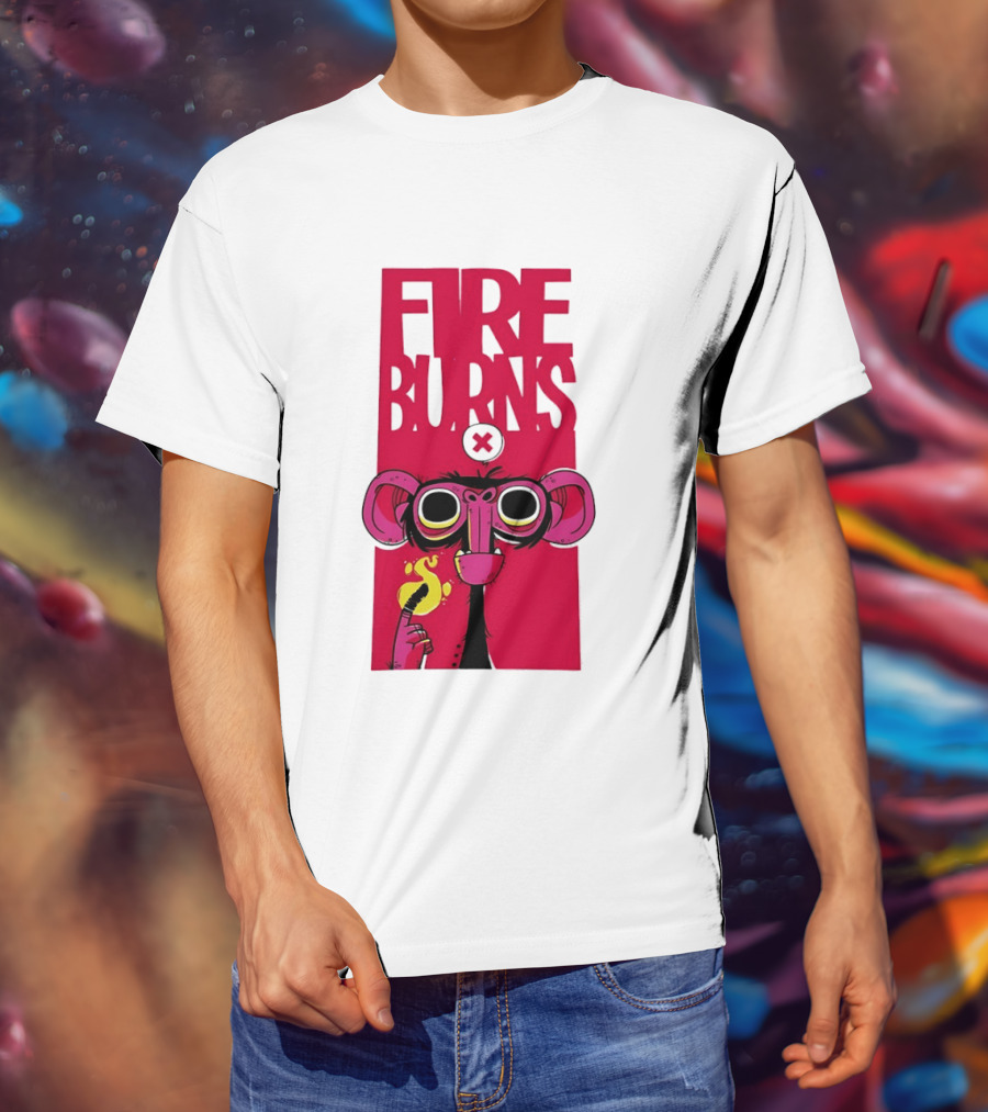 FIre Burns Monkey With Burning Hand T-Shirt