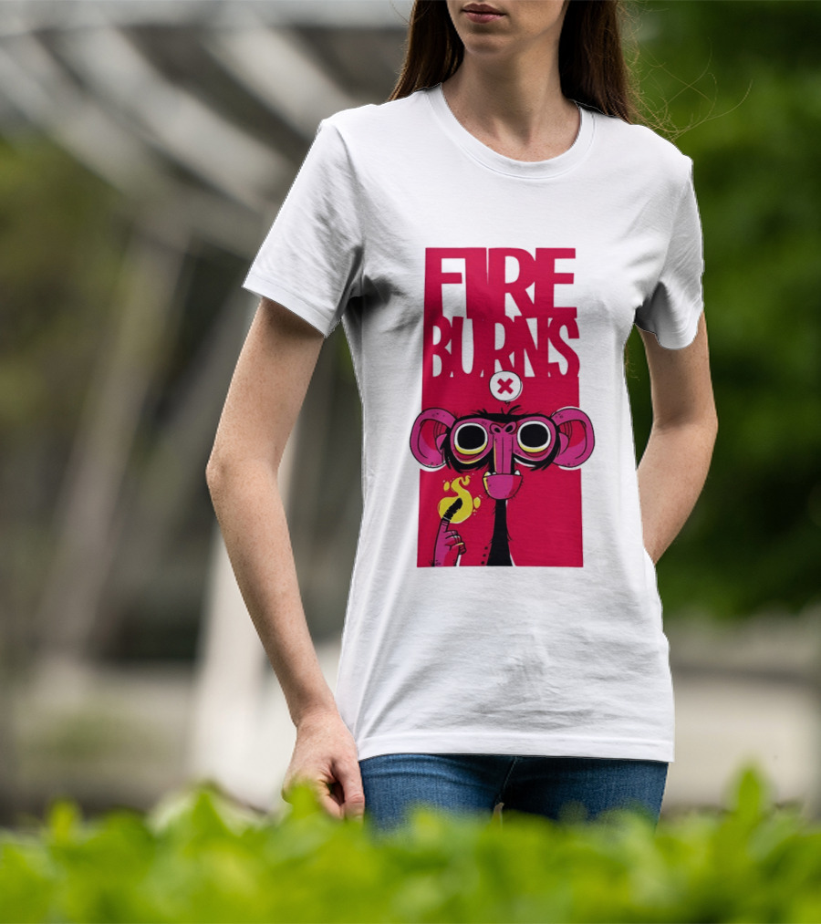 FIre Burns Monkey With Burning Hand T-Shirt