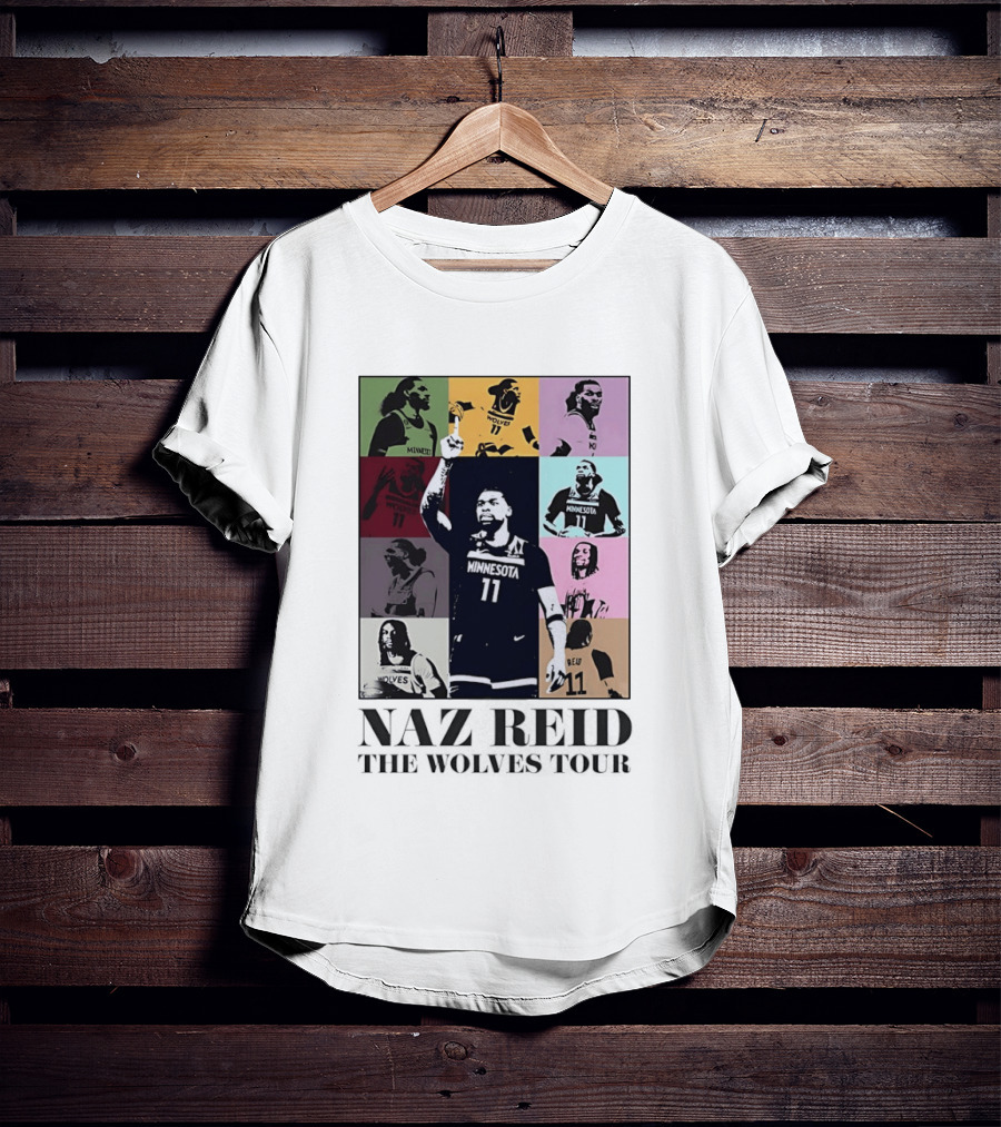 Minnesota Timberwolves Naz Reid Wolves Tour Montage T-Shirt