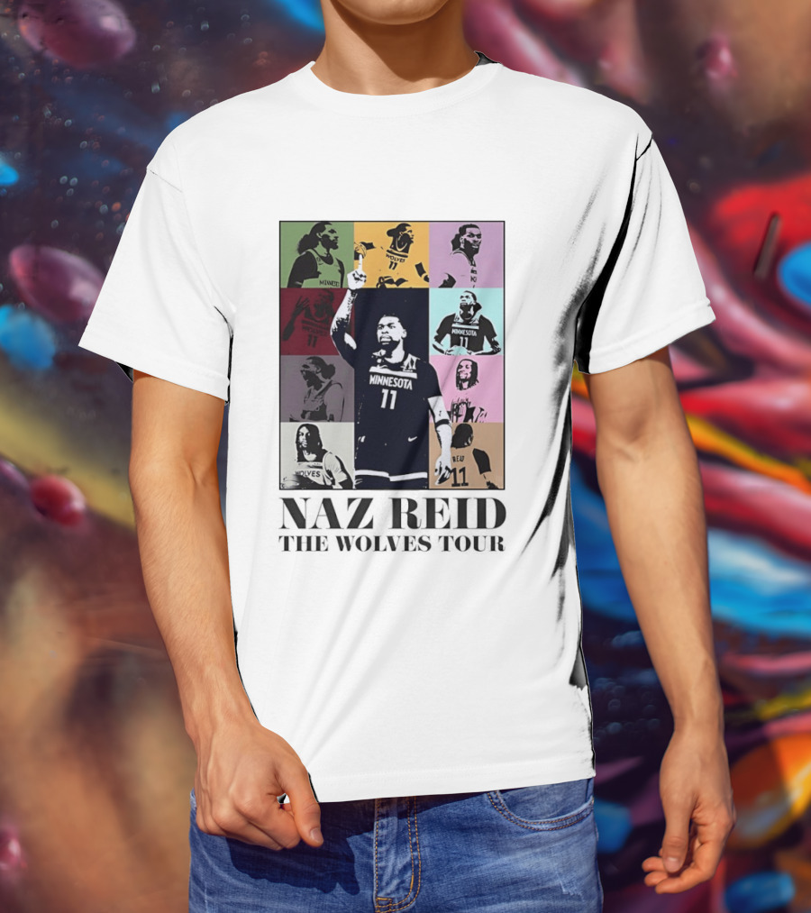 Minnesota Timberwolves Naz Reid Wolves Tour Montage T-Shirt