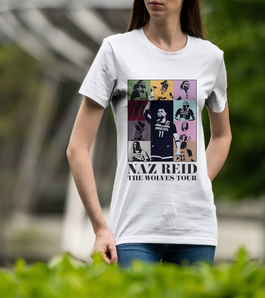 Minnesota Timberwolves Naz Reid Wolves Tour Montage T-Shirt