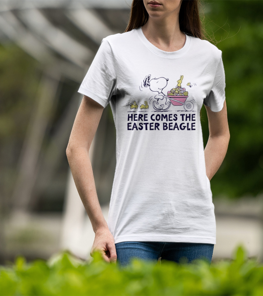Snoopy Easter Beagle With Bunnies And Basket T-Shirt