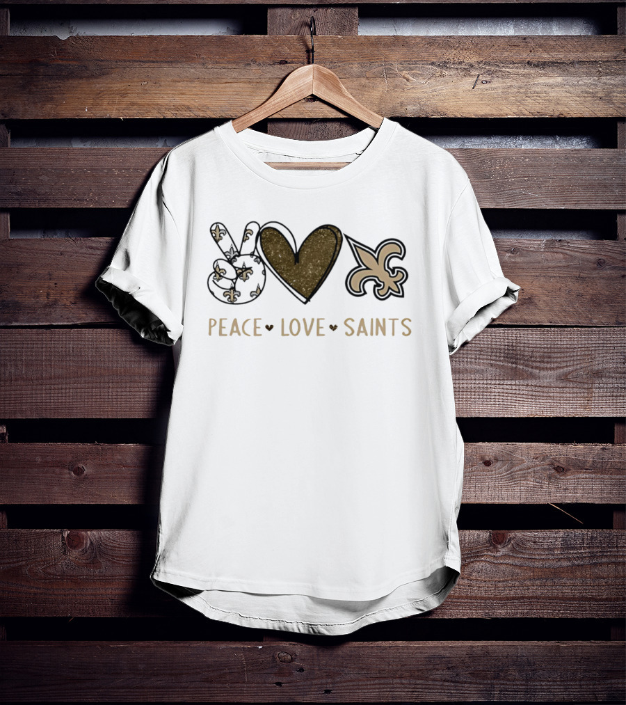 Peace Love Saints Fleur De Lis Symbol New Orleans Saints Football Team T-Shirt