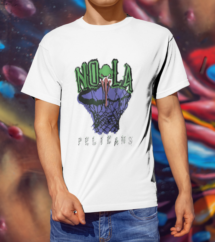 NOLA New Orleans Pelicans Basketball Hoop T-Shirt