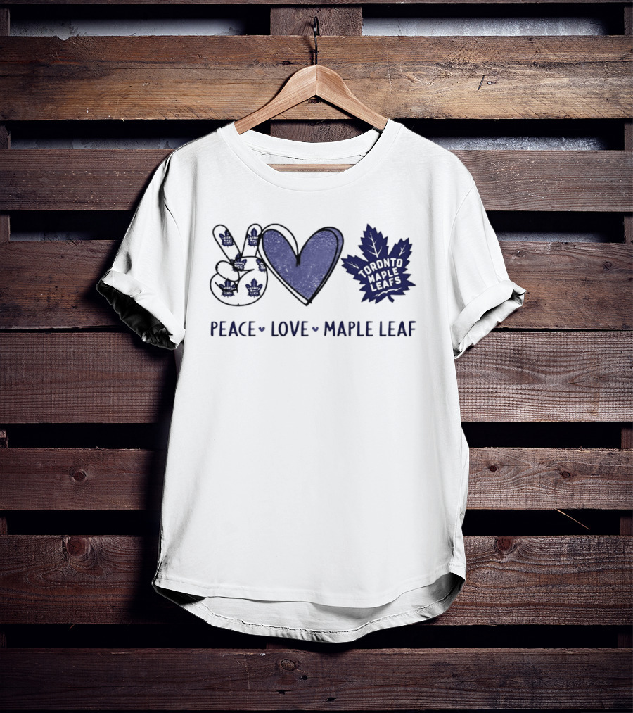 Peace Love Toronto Maple Leafs Hockey Team Hands Sign Maple Leaf T-Shirt