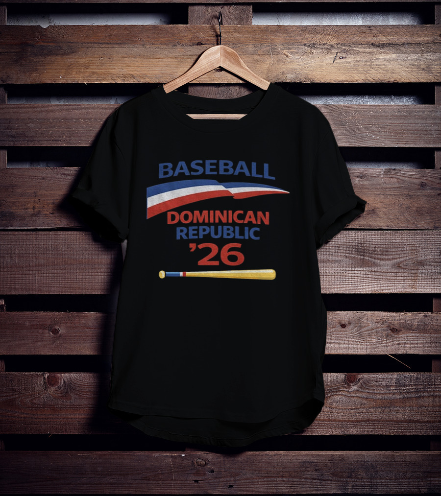 Dominican Republic Baseball 2026 Flag And Bat T-Shirt