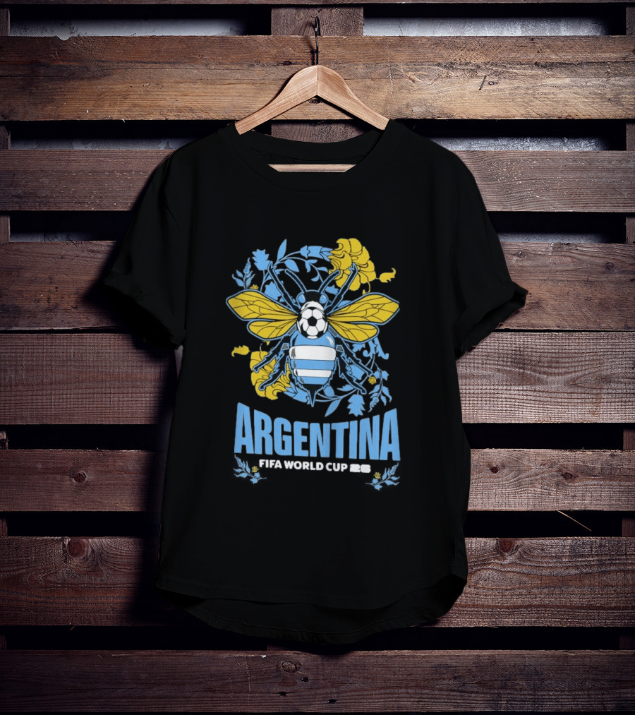 Argentina FIFA World Cup 26 Bee Soccer Ball Wings Floral T-Shirt