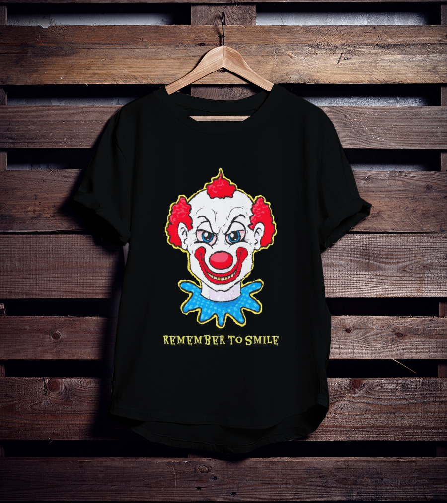 Evil Clown Remember To Smile Creepy Red White Blue T-Shirt