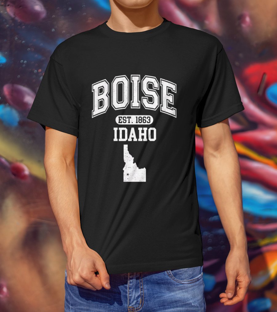 Boise Idaho Est 1863 Varsity Map T-Shirt