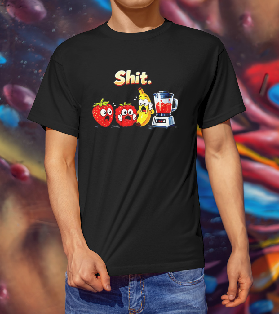 Panic Fruit Characters Blender Humor Smoothie Shit T-Shirt