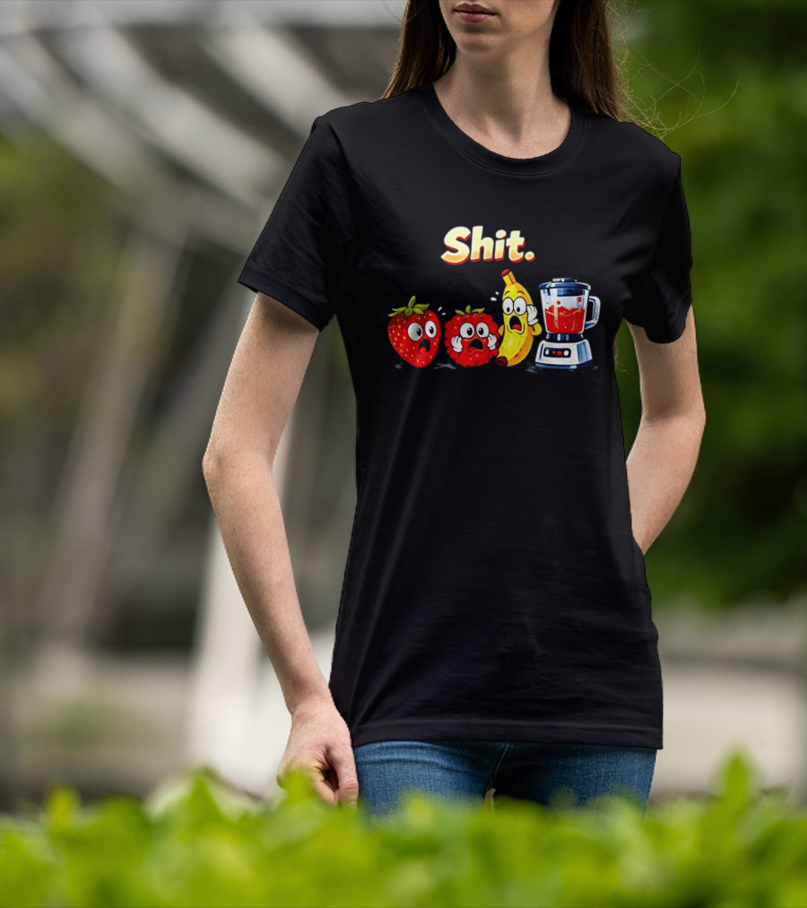 Panic Fruit Characters Blender Humor Smoothie Shit T-Shirt