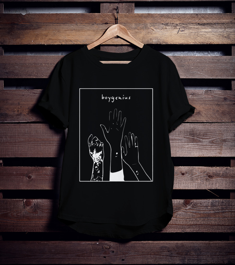 Boygenius Three Raised Hands White Line T-Shirt