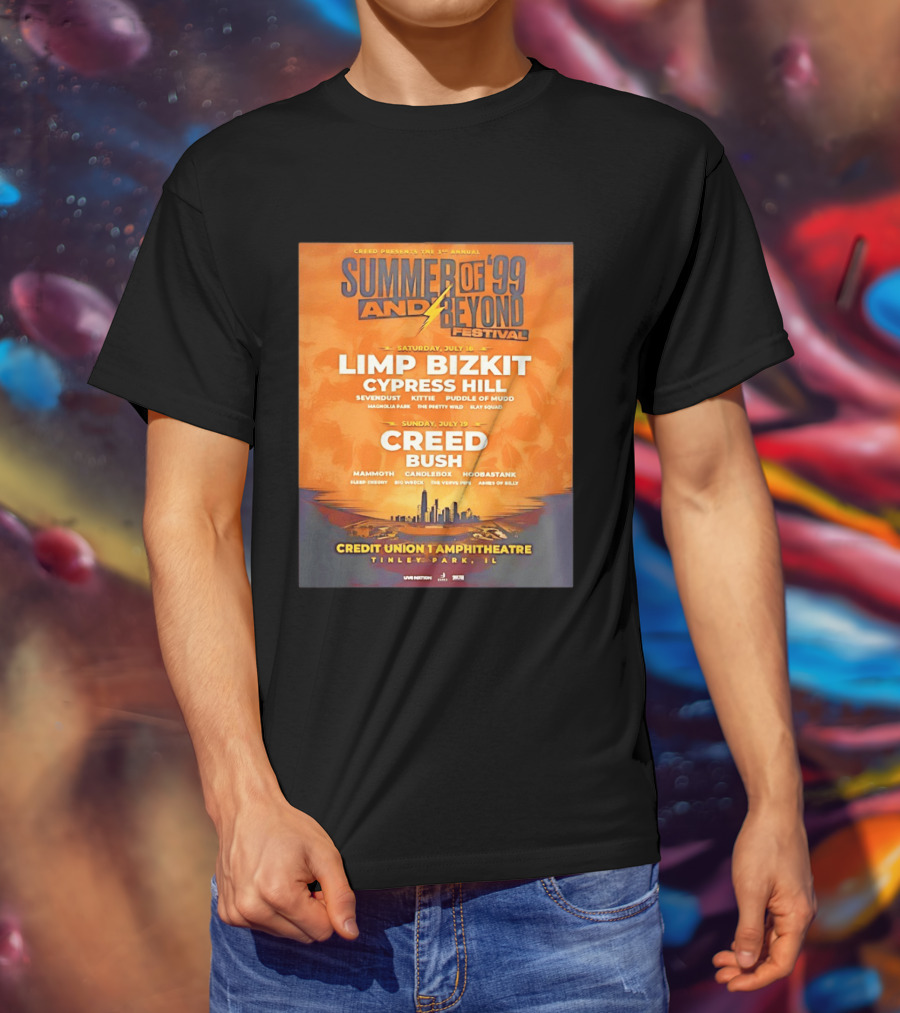 Creed Presents Summer Of '99 And Beyond Festival 2026 Full Lineup With Limp Bizkit And Creed At Credit Union Amphitheatre Tinley Park Illinois T-Shirt