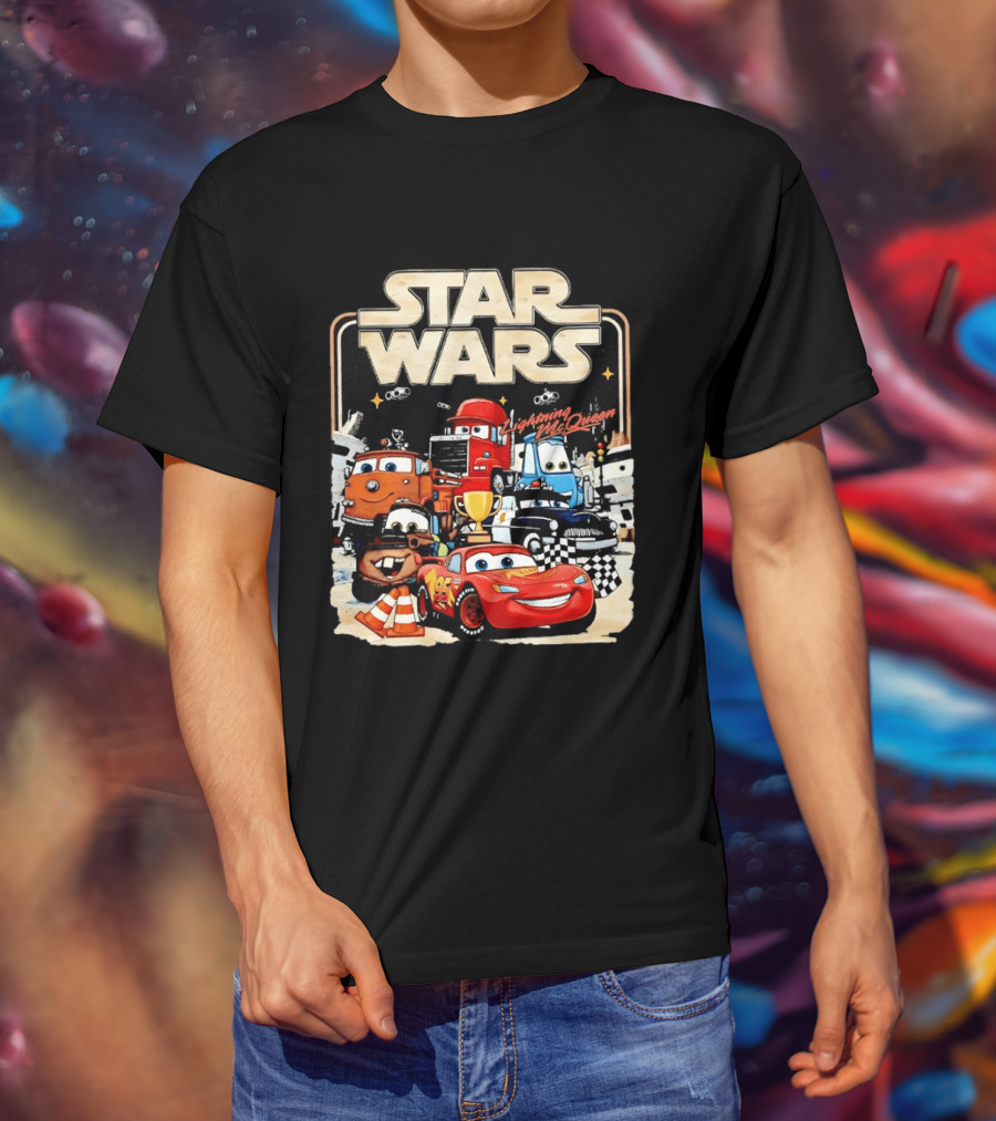 STAR WARS Lightning McQueen Racing Adventure With Cars Characters T-Shirt