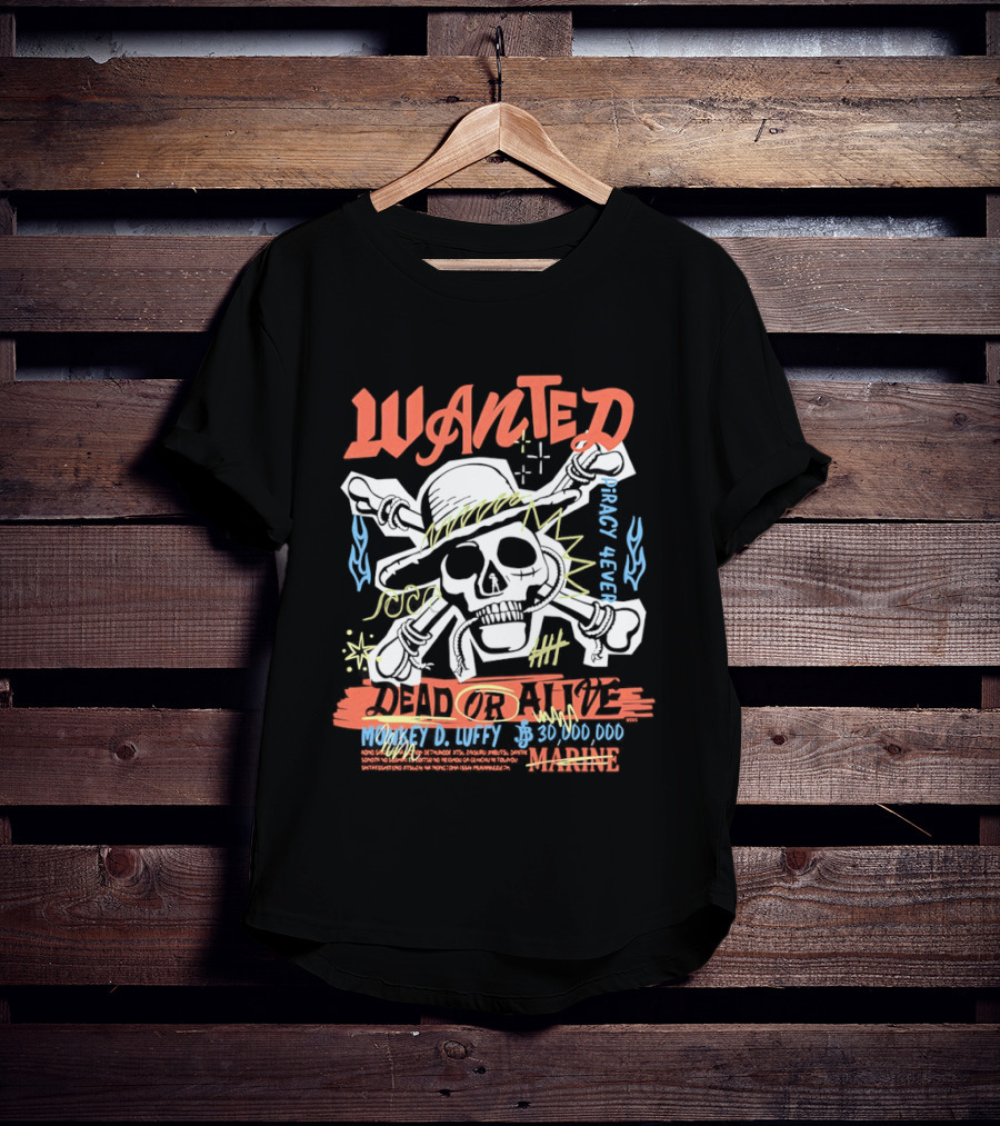 Wanted Monkey D. Luffy 30 000 000 Beli Dead Or Alive One Piece Season 2 Live Action T-Shirt