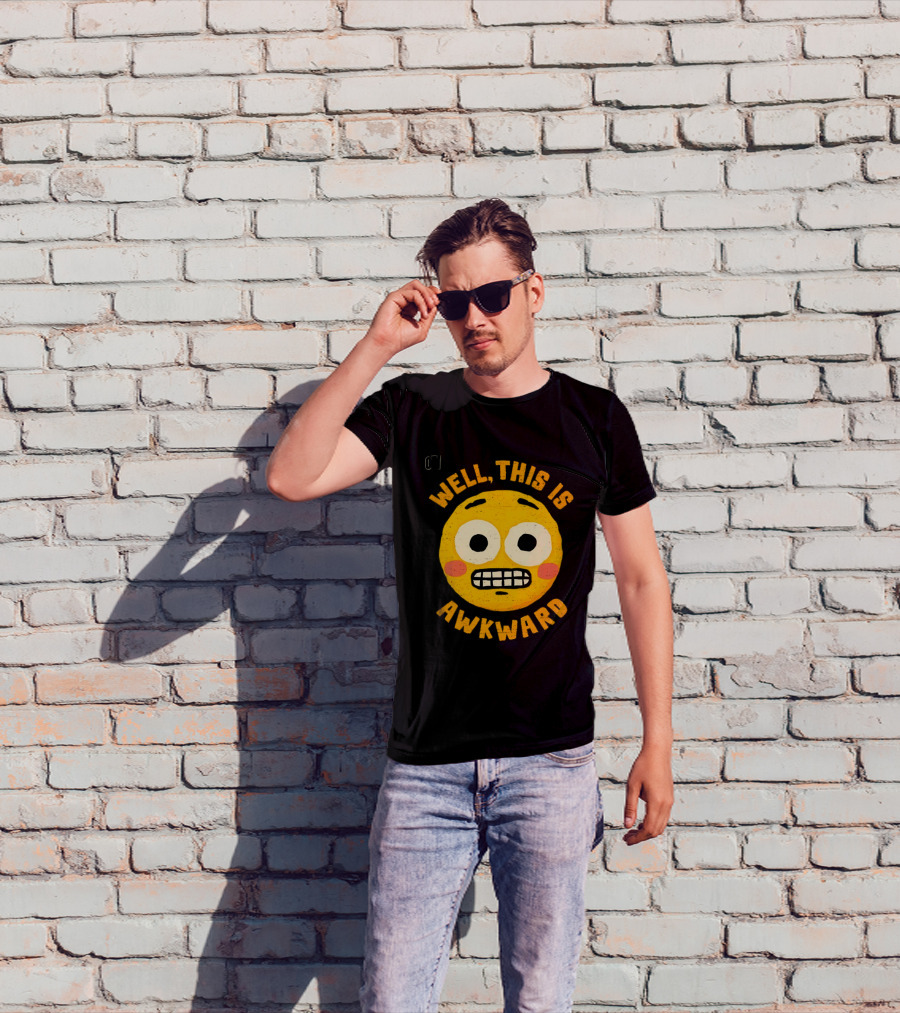 Well This Is Awkward Emoji Expression T-Shirt
