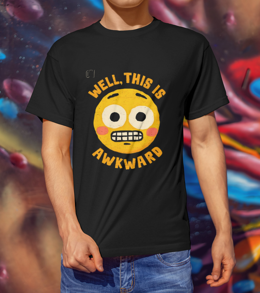 Well This Is Awkward Emoji Expression T-Shirt
