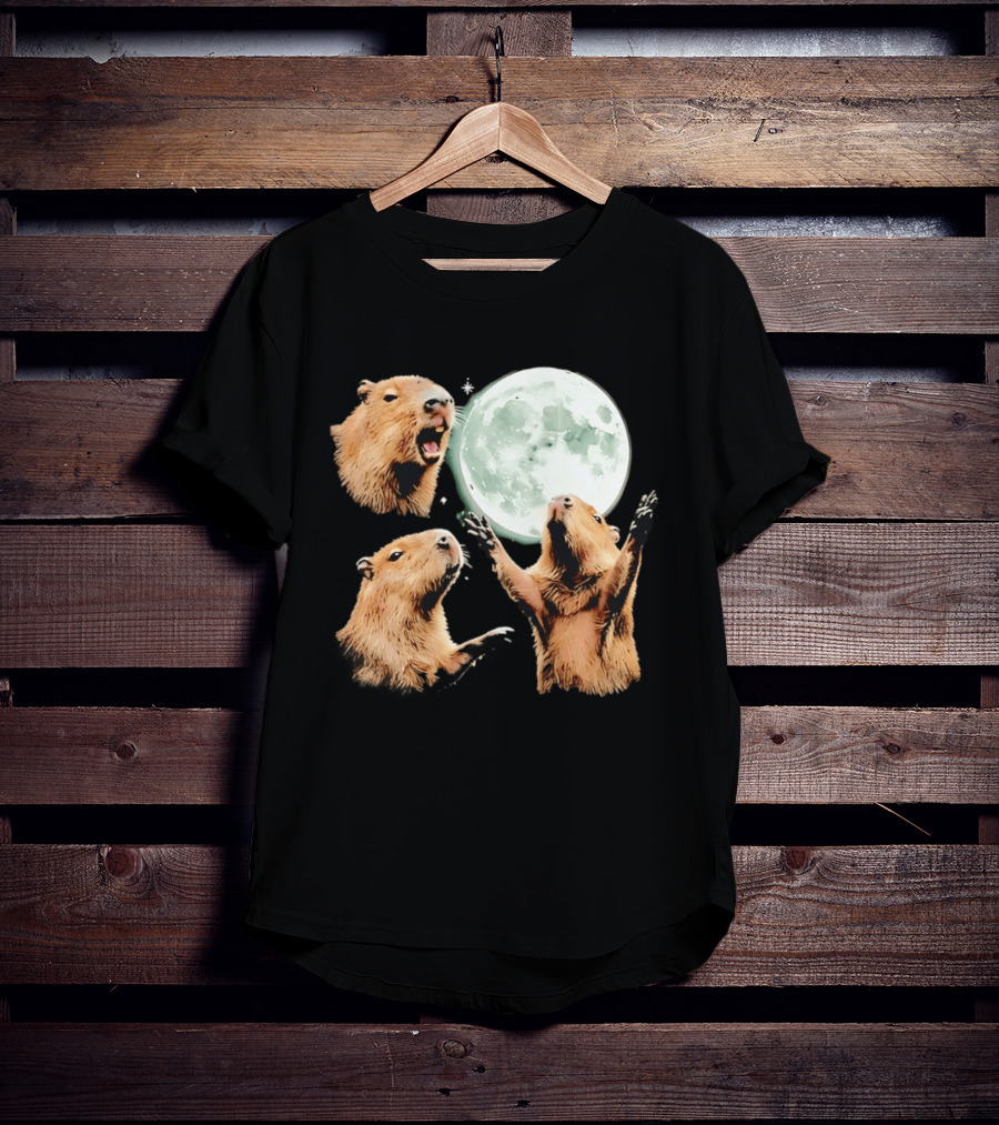 Capybara Howling At Full Moon Tranquility T-Shirt