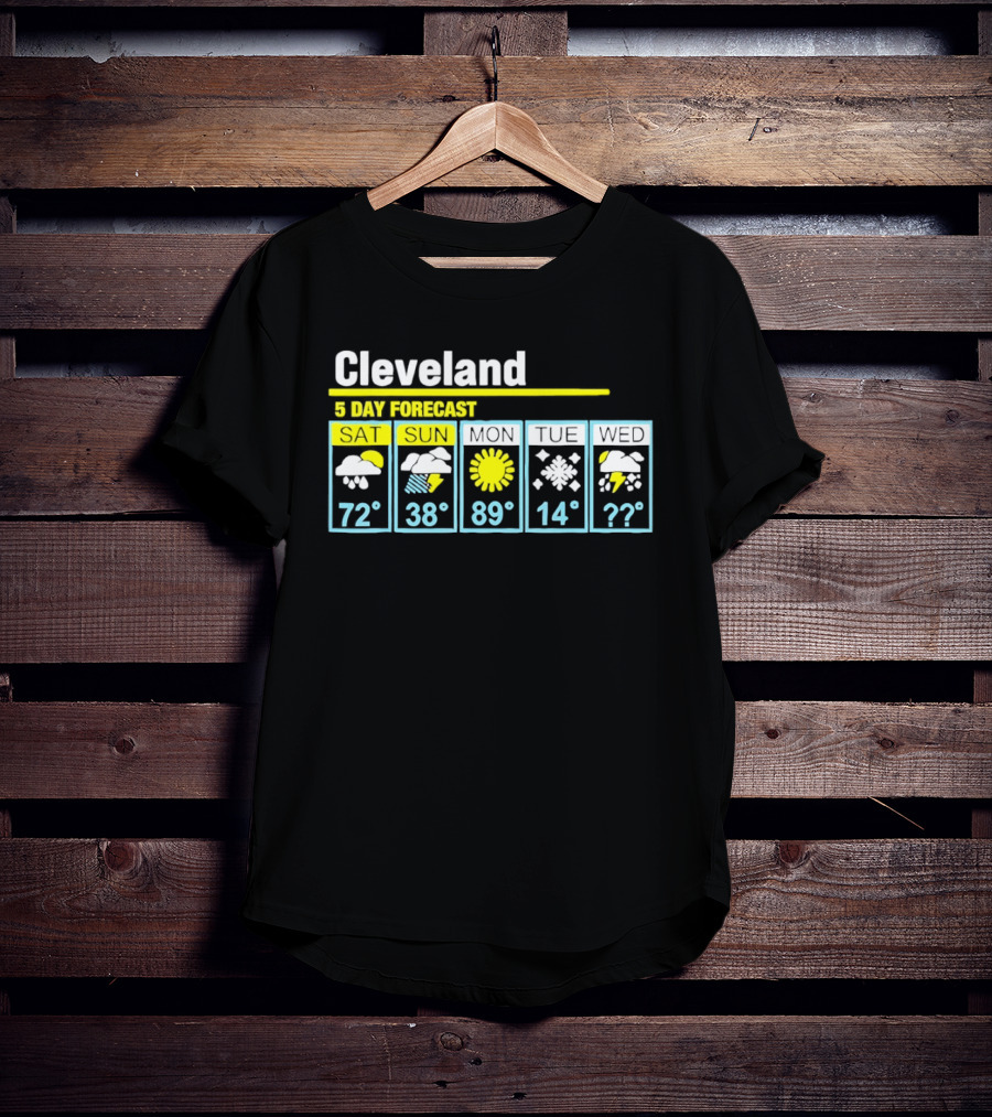 Cleveland 5 Day Forecast Weather Humor Cold Snow Thunderstorm T-Shirt