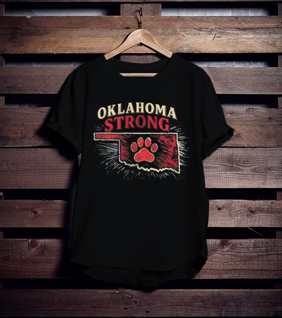 Oklahoma Strong Paw Print I'd Rather Be With My Dog T-Shirt