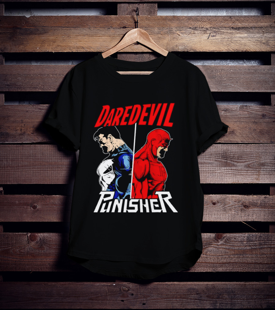 Daredevil Punisher Split Silhouette Marvel Characters T-Shirt