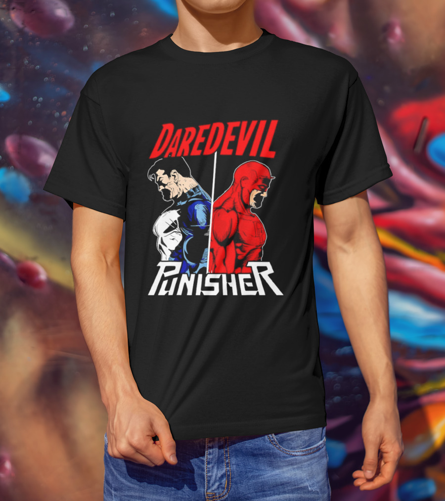 Daredevil Punisher Split Silhouette Marvel Characters T-Shirt