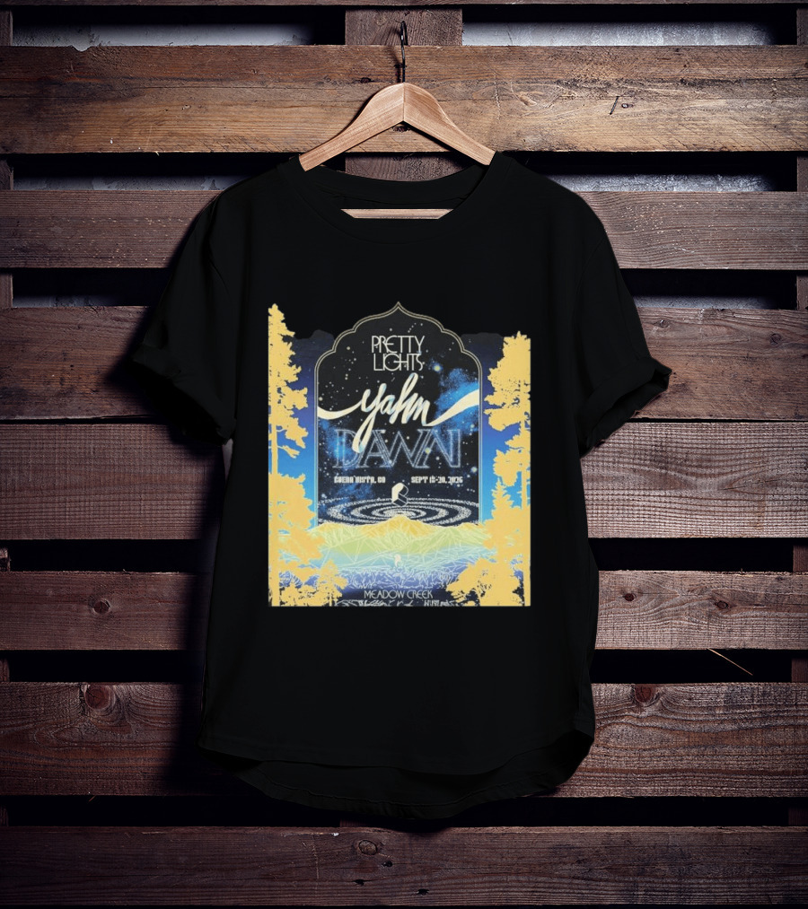 Pretty Lights Yahn Dawn 2026 Buena Vista Colorado Meadow Creek September 18 20 Event T-Shirt