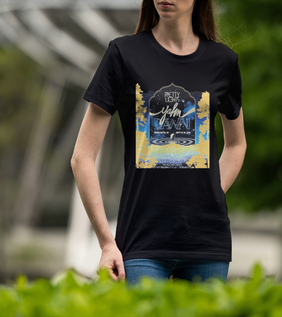 Pretty Lights Yahn Dawn 2026 Buena Vista Colorado Meadow Creek September 18 20 Event T-Shirt
