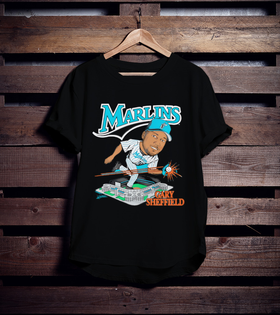 Florida Marlins Gary Sheffield Caricature Baseball MLB Player T-Shirt