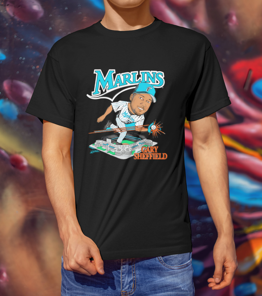 Florida Marlins Gary Sheffield Caricature Baseball MLB Player T-Shirt