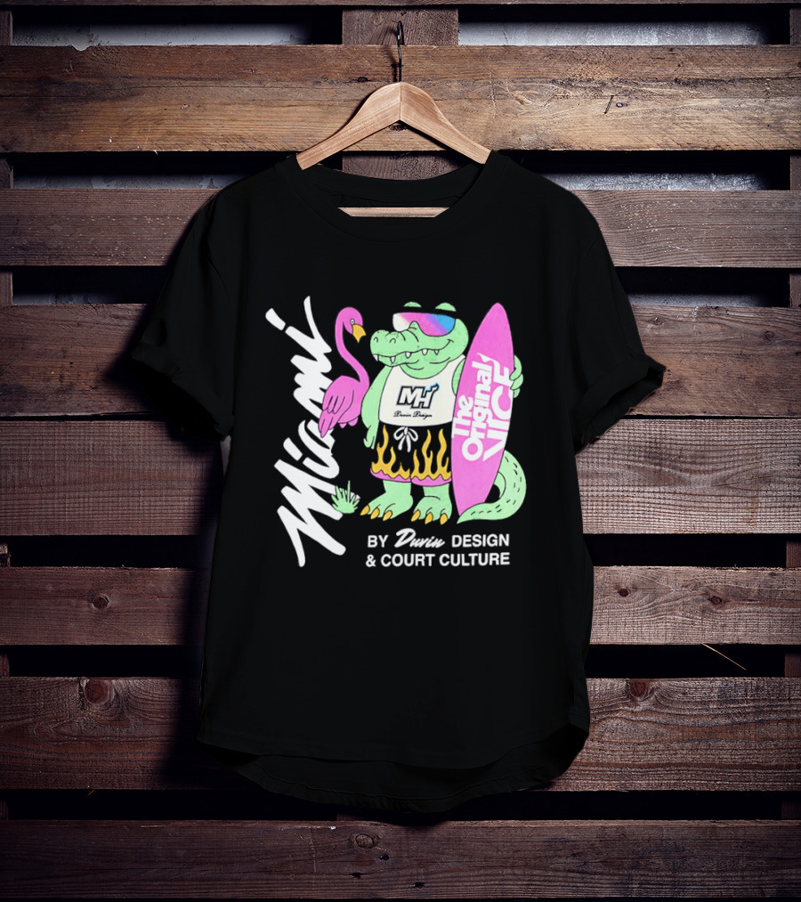 Miami Gator Flamingo Vibe The Original Vice By Dunin Court Culture T-Shirt