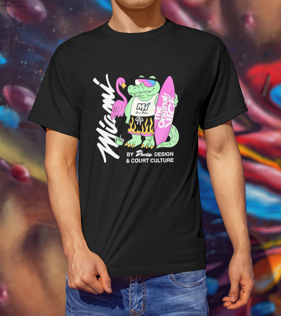 Miami Gator Flamingo Vibe The Original Vice By Dunin Court Culture T-Shirt